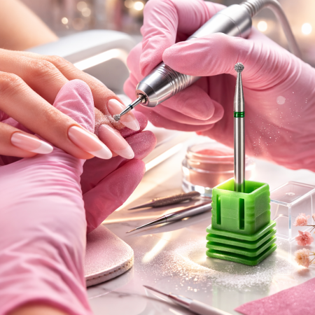 Preview: 2er Set Diamant Kugel Nail Bit mittlere + grobe Körnung (grün/blau)